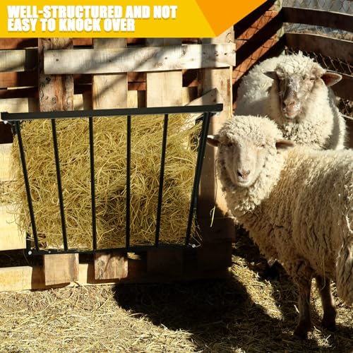 Zonon 2 Pcs Horse Hay Feeder Wall Mount Hay Rack 24 Gallon 31.5 X 15.5 X 22.5 Inch Goat Hay Feeder Metal Hay Feeder Holder For Sheep Farm Livestock Indoor Outdoor thumb #5