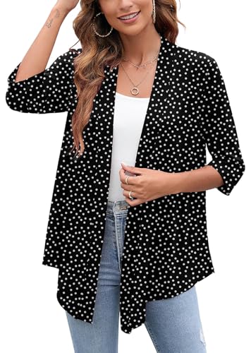 Image of Heymoments Women's Lightweight Open Front Cardigans 3 /4 Sleeve Casual Soft Drape Fall Cardigan S-2XL