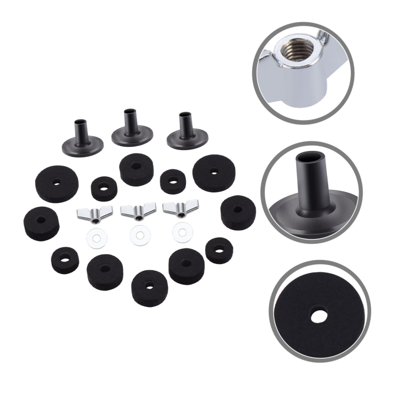 Toyvian 1 Set Drum Felt Cymbal Pads Antiskid Drum Clutch Replacement Kit for Improved Sound and Protection for Outdoor Performances and Practice Sessions