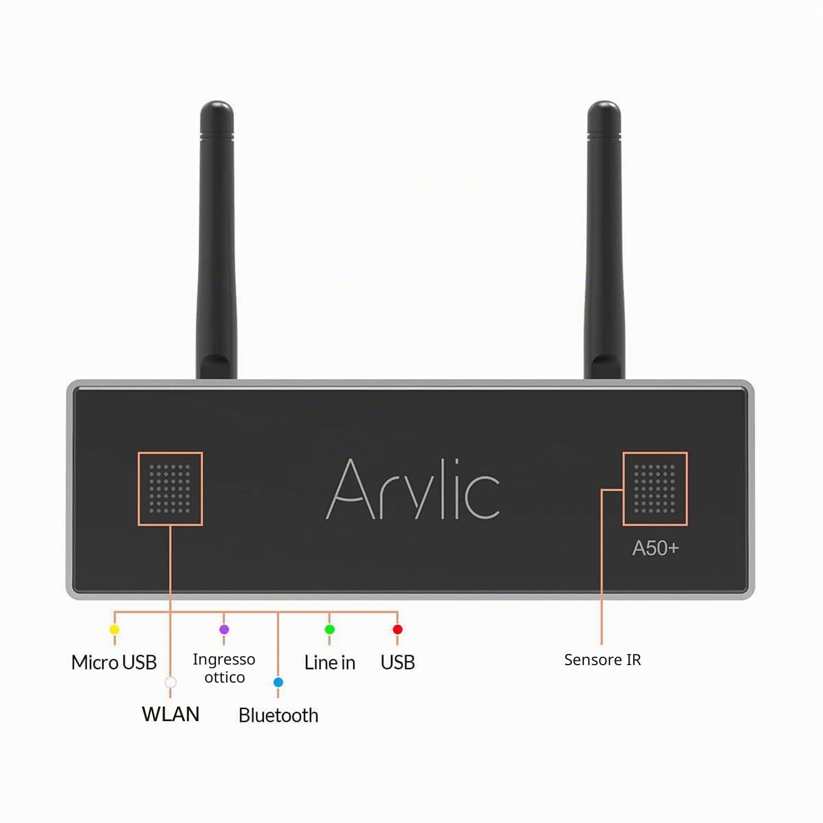 Arylic Up2stream A50+ Amplificatore WiFi Bluetooth Airplay Subwoofer TPA3116 HiFi Multiroom Wireless Stereo