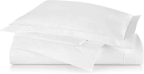 Peacock Alley Boutique - Fundas de edredón de percal bordadas, 100% algodón de fibra larga, 200 hilos, tamaño Queen (blanco)