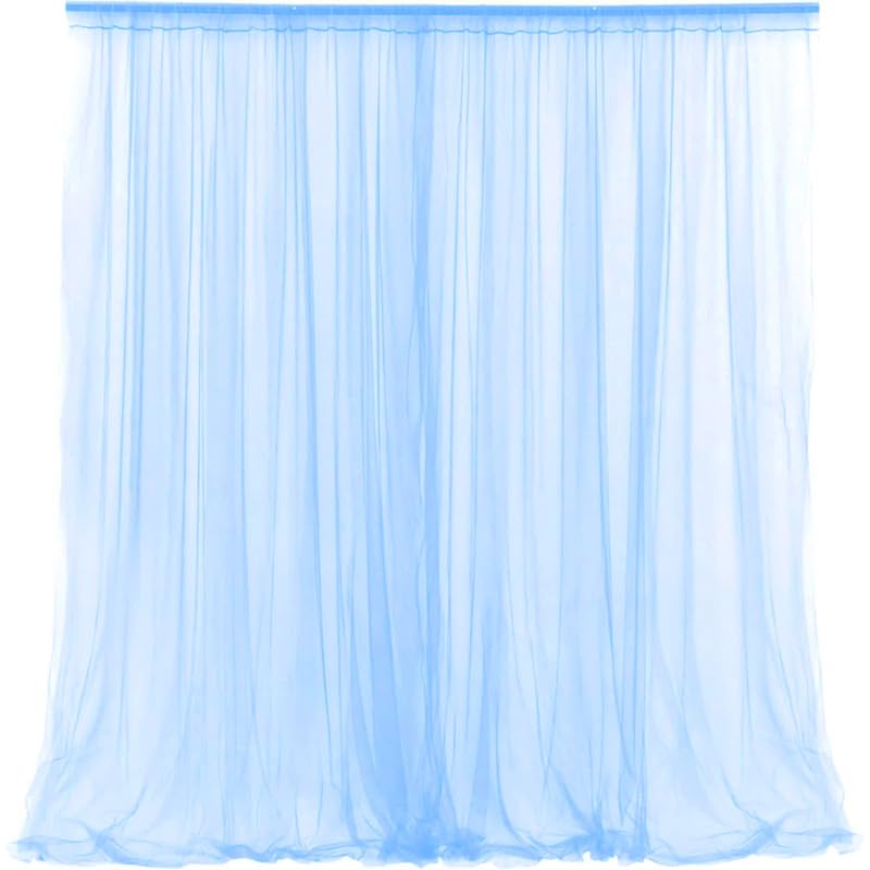 Blue Decoration Backdrop Net Hanging Curtain Cloth for Romantic Dinner & Birthday Parties Valentines Day Haldi & Mahndi Party (Pack of 2 Pieces)-image-6