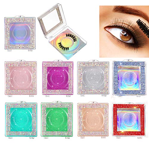 EBANKU 9 Stücke Leere Falsche Wimpern Verpackung Karton Box mit Strass quadratischen Wimpern Aufbewahrungsboxen Wimpern Behälter 3D Wimpern Leere Box Cover