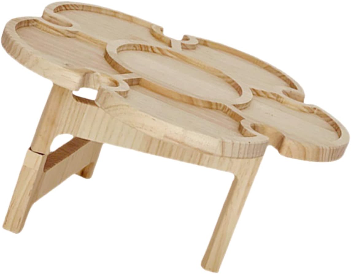 balacoo Portable Folding Wine Table Outdoor Picnic Desk for Beach Camping and Parties Lightweight Wooden Design Stable Legs for Wine and Gatherings