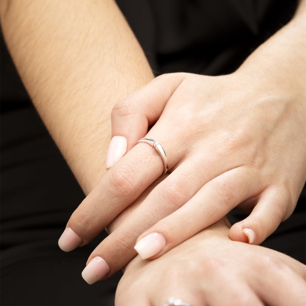 Time RoaD Anillo Mujer Minimalista con Diamante Oro Blanco 9K de 375 ml - Diseño Ergonómico y Ajuste Perfecto DIA00014 - Ideal para Compromiso - Pedida - Alianza - Promesa - Anillos Mujer