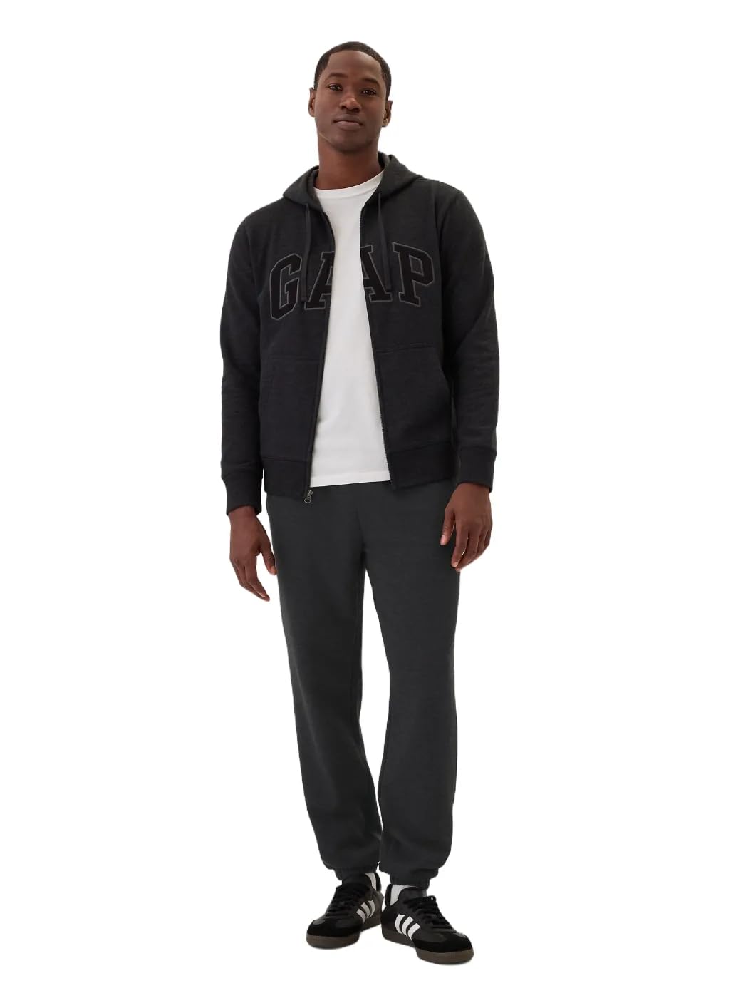 Gap Men's Charcoal Grey V2 Logo Fleece Joggers, Medium