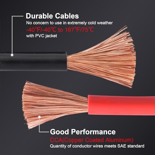 Image of TOPDC 4 Gauge 20 Feet Jumper Cables for Car, SUV and Trucks Battery, Heavy Duty Automotive Booster Cables for Jump Starting Dead or Weak Batteries with Carry Bag, (TD-P0420ULB)