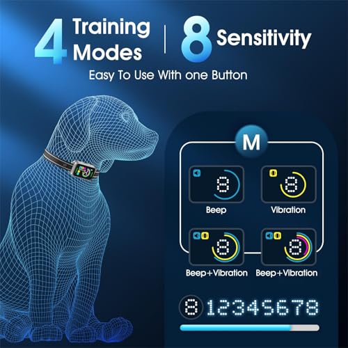 Image of DINJOO Bark Collar, Dog Collar for Large Medium Small Dogs,Smart Barking Collar,Rechargeable Anti Barking Training Collar with 8 Adjustable Sensitivity,Bark Collar with Beep (Grey)