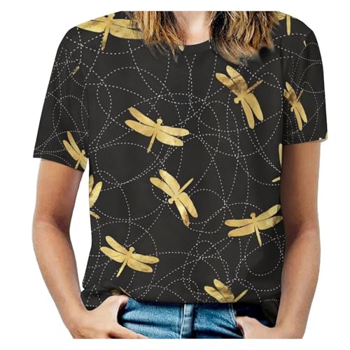 T-shirt imprimé libellule coloré animal mignon vêtements été XXL