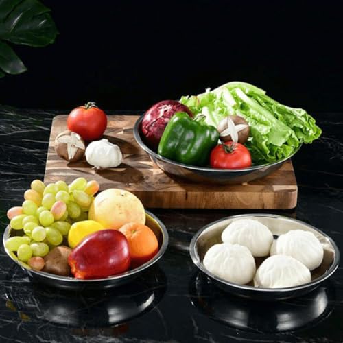 YARNOW Metallteller-Set Edelstahlteller 6 runde Teller Metall Campingteller Stahl Servierplatten für Zuhause 18 cm Campingteller