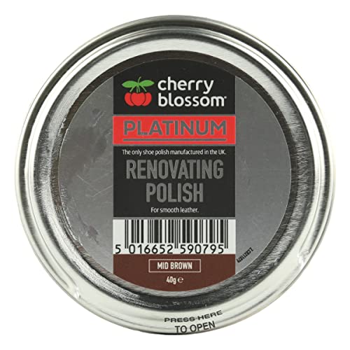 Cherry Blossom Renovating Polish | Mid Brown | 40g | A shoe polish formulated to restore the appearance of fading brown leather footwear