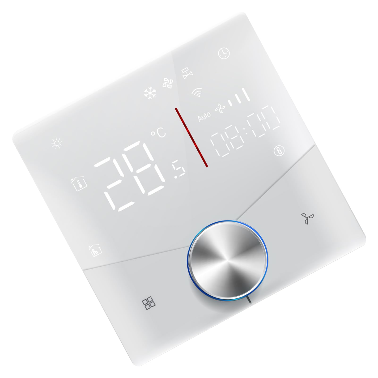 AUNMAS Termostato WiFi ABS Controller Intelligente per Condizionatore d'aria da 41 a 95F Manopola LED Tasti a Sfioramento 24V 2 4G WiFi per 2 Tubi Casa AC Raffreddamento Centralizzato Riscaldamento