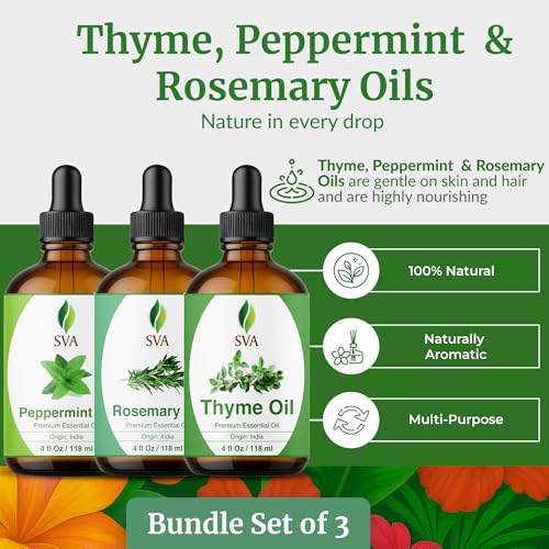 Aceites esenciales tomillo, menta y romero 4 oz set miniatura 2