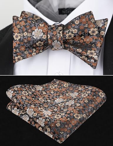 Image of Alizeal Mens 2pcs Floral Self-tied Bow Tie Pocket Square Set