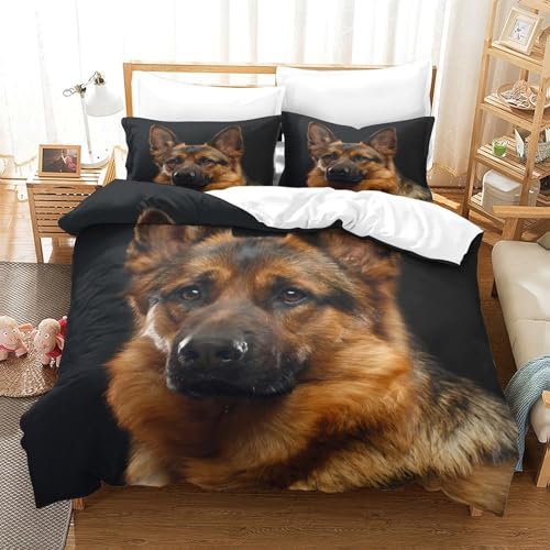 Housse de couette imprimé 3D Berger Allemand microfibre - 3