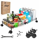 Expandable Rolling Basket Under Bed Storage Container with Wheels - Rolling Metal Storage Basket for...