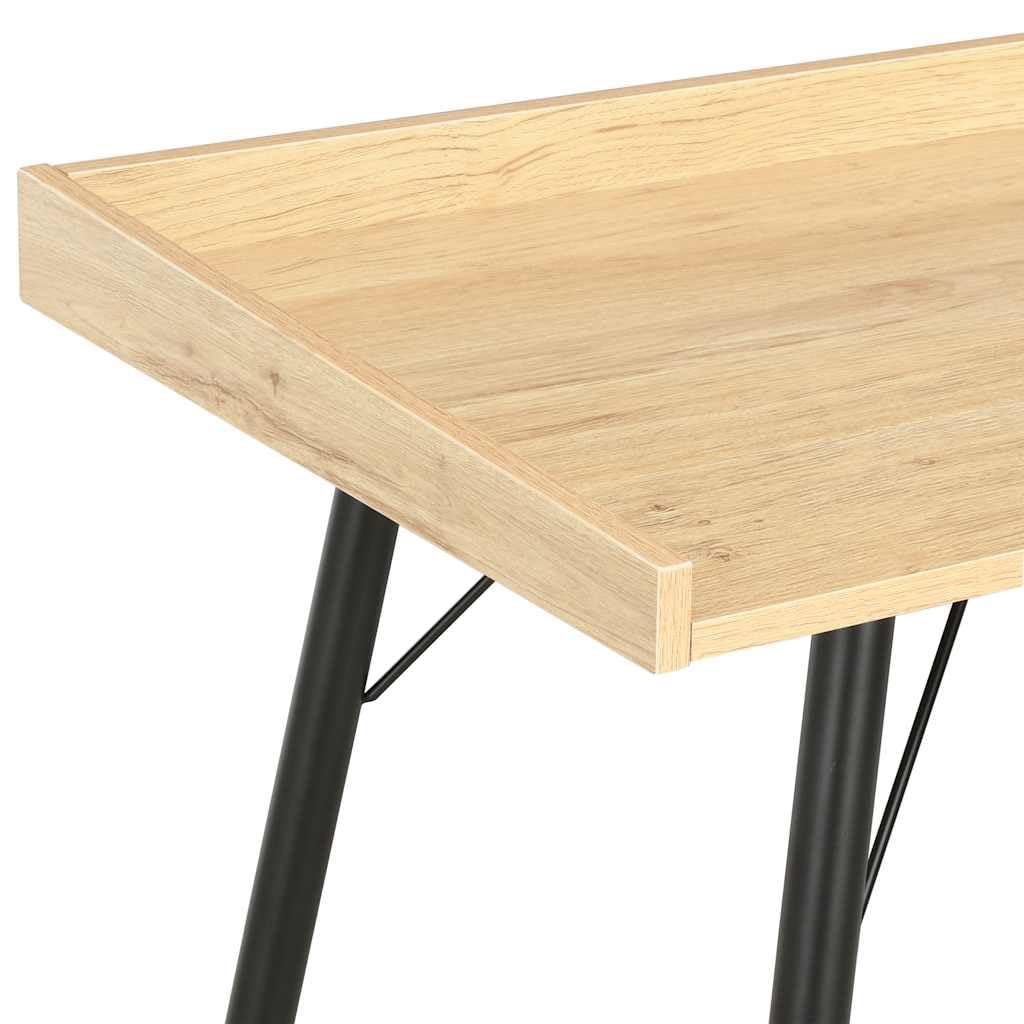 Scrivania effetto rovere, 90 x 50 x 79 cm, compatta per computer con gambe in metallo, moderna scrivania da lavoro per casa, ufficio, studio, colore: nero