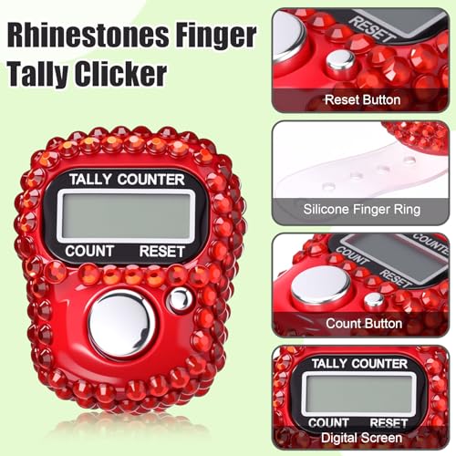 Image of Simgoing Electronic Finger Clicker Counter, Rhinestones Tally Tasbeeh Counter Gifts for Prayer Islamic Golf Counting Goods Lap Knitting Bling Accessories