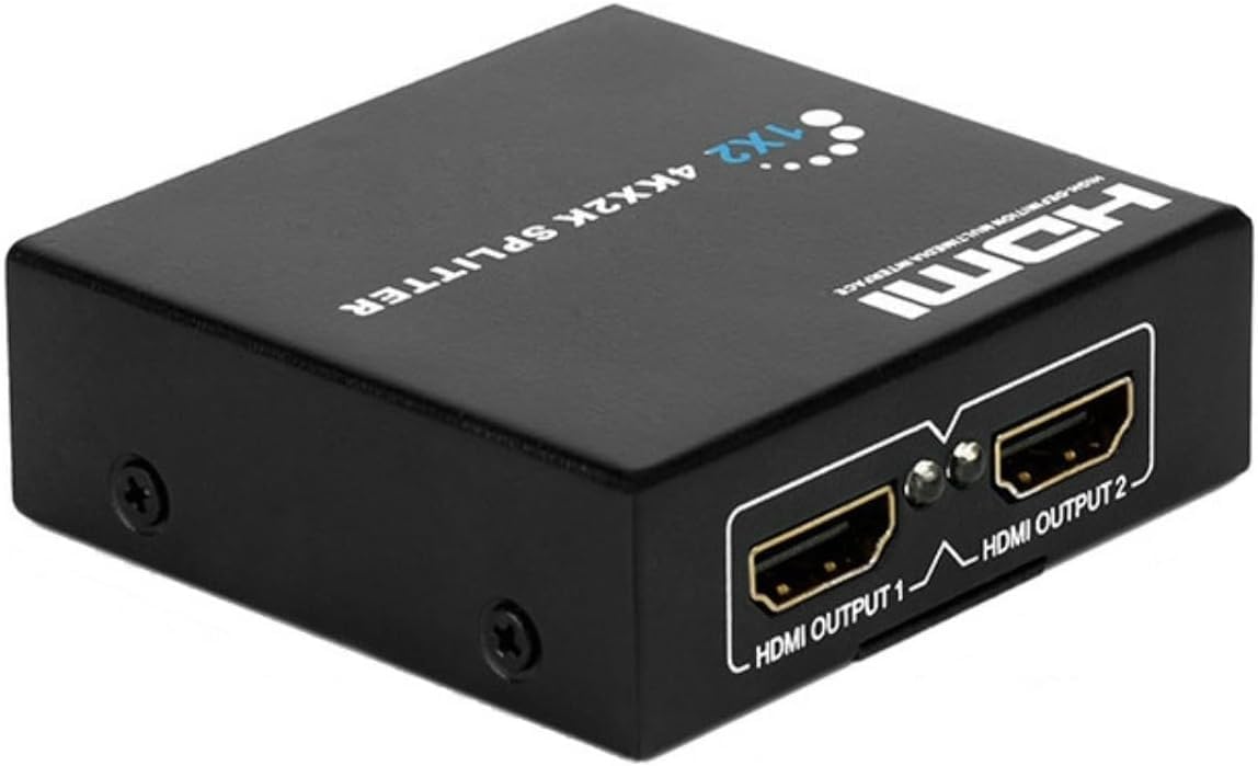 Splitter 1 in 2 Out [with Adapter] 4K 1x2 HDMI Splitter Repeat/Mirror Screen Only (Not Extend), 1 Source Extend to 2 HDMI Display Devices