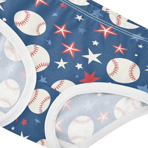 Wusikd Baseballs Stars Girls' Underwear Cotton Girls Briefs Soft Toddler Underwear 2T4