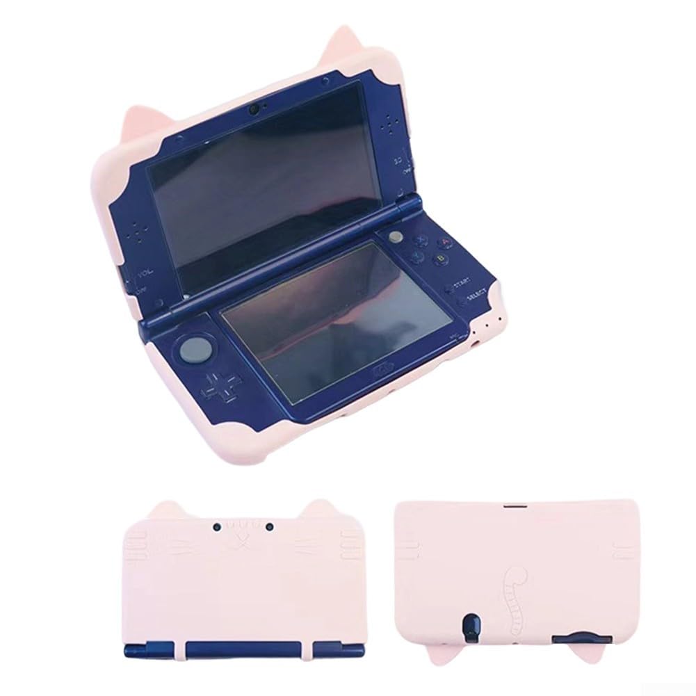 Silikon Schutzhülle für New 3DS LL/XL, stoßfeste Tasche mit niedlichem 3D-Katzenmuster, weiche Hülle mit präzisen Ausschnitten für Tasten und Anschlüsse, rosa(Blue)