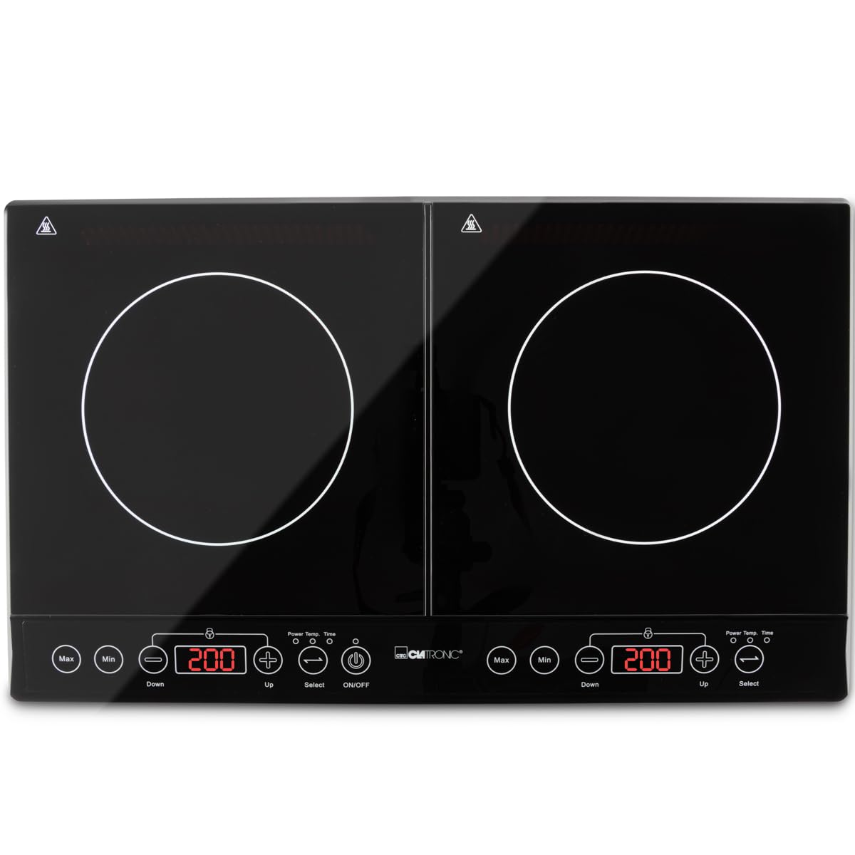 Clatronic DKI 3609-Piastra ad induzione doppia portatile, 10 livelli di temperatura, 3500 W