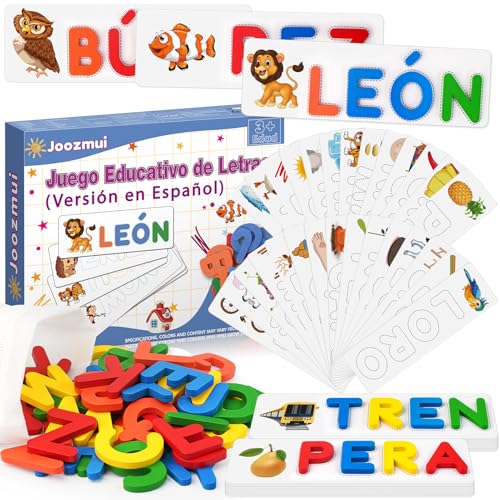 Joozmui Juegos Educativos Niños 3-8 Años, Juguetes Niños Regalo Niña 3-10 Años Juegos para Niño Aprender a Leer Scrabble Español