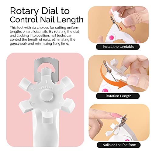 MelodySusie Nail Clippers for Acrylic Nails, White Adjustable Stainless Steel Acrylic Nail Clippers, Professional Rotary Nail Cutter for False Nail Tips, Manicure Nail Salon Tool - Image 3