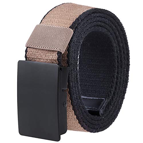 Sportmusies Adjustable Canvas Web Belt for Men Golf Belts With Black Flip-Top Military Buckle