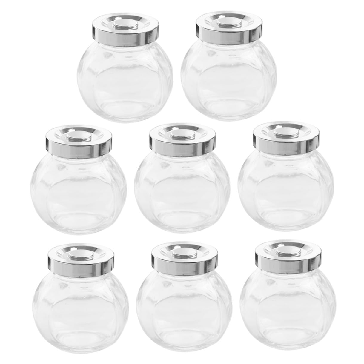 Homoyoyo 8 Stück Teiliges Glas Vorratsdosen Transparent mit Luftdichtem Verschluss Runde Küchenbehälter zur Aufbewahrung von Trockenfrüchten Tee und Süßigkeiten Bruchfest und