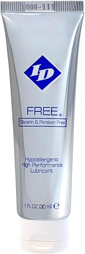 Lubricante personal a base de agua de 1 onza líquida libre de identificación, sin glicerina y sin parabenos, hipoalergénico con sensación natural,