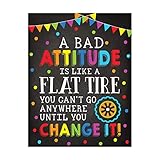 Andaz Press Classroom Teacher Wall Art Poster Signs, 8.5x11-inch, A Bad Attitude is Like a Flat Tire, Change It, 1-Pack, Unframed Kids Motivational Quotes Attitude Is Everything Poster Attitude Signs