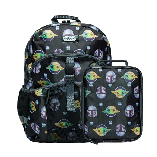 Bioworld The Mandalorian and Grogu 2-Piece 16 Kids Backpack & Lunch Box Set For School And Travel