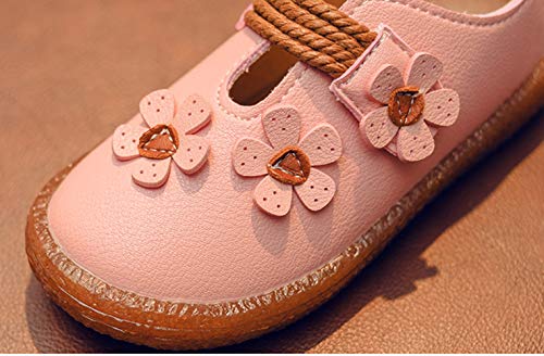 Girls’ Sweet Flowers Princess Dress Mary Jane Flats Cute Casual Shoes Pink Size 6M3
