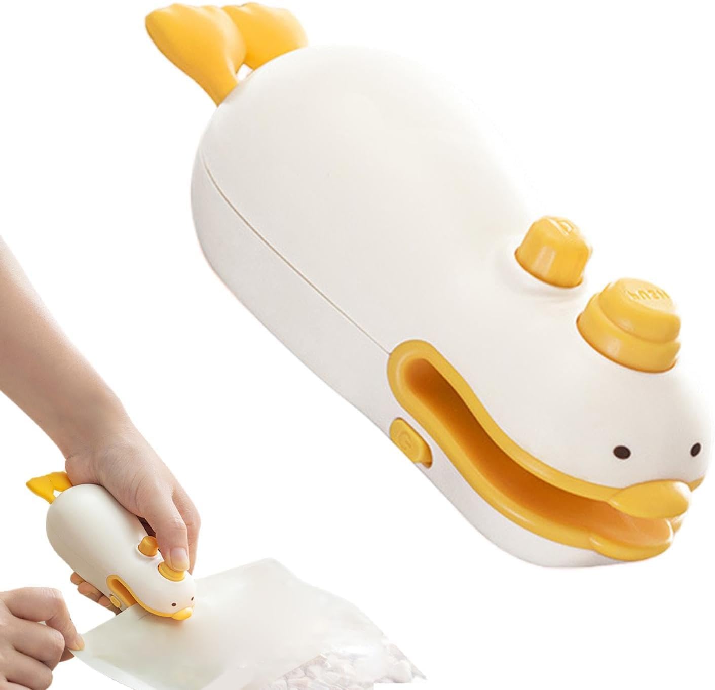 JAYTOP Sealing Machine For Food Packets | Packet Sealer Machine With Cutter And Magnet | Mini Sealing Machine For Food, Chips, Snacks, Traveling Food Packets Bags (Rechargeable) (Cream)