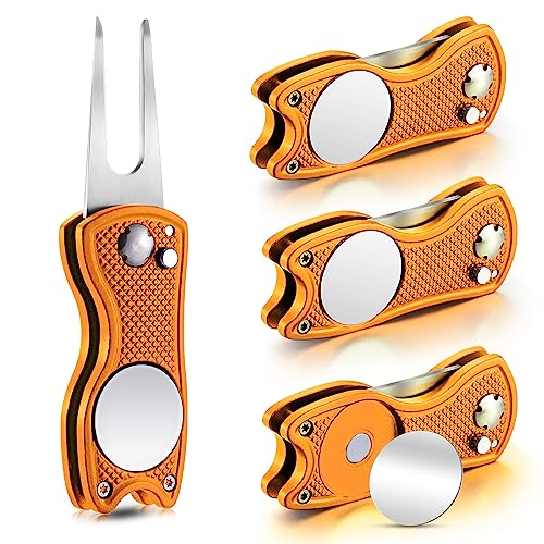 Outil de divot de golf orange à offrir - Pack de 4 accessoires pour golfeurs