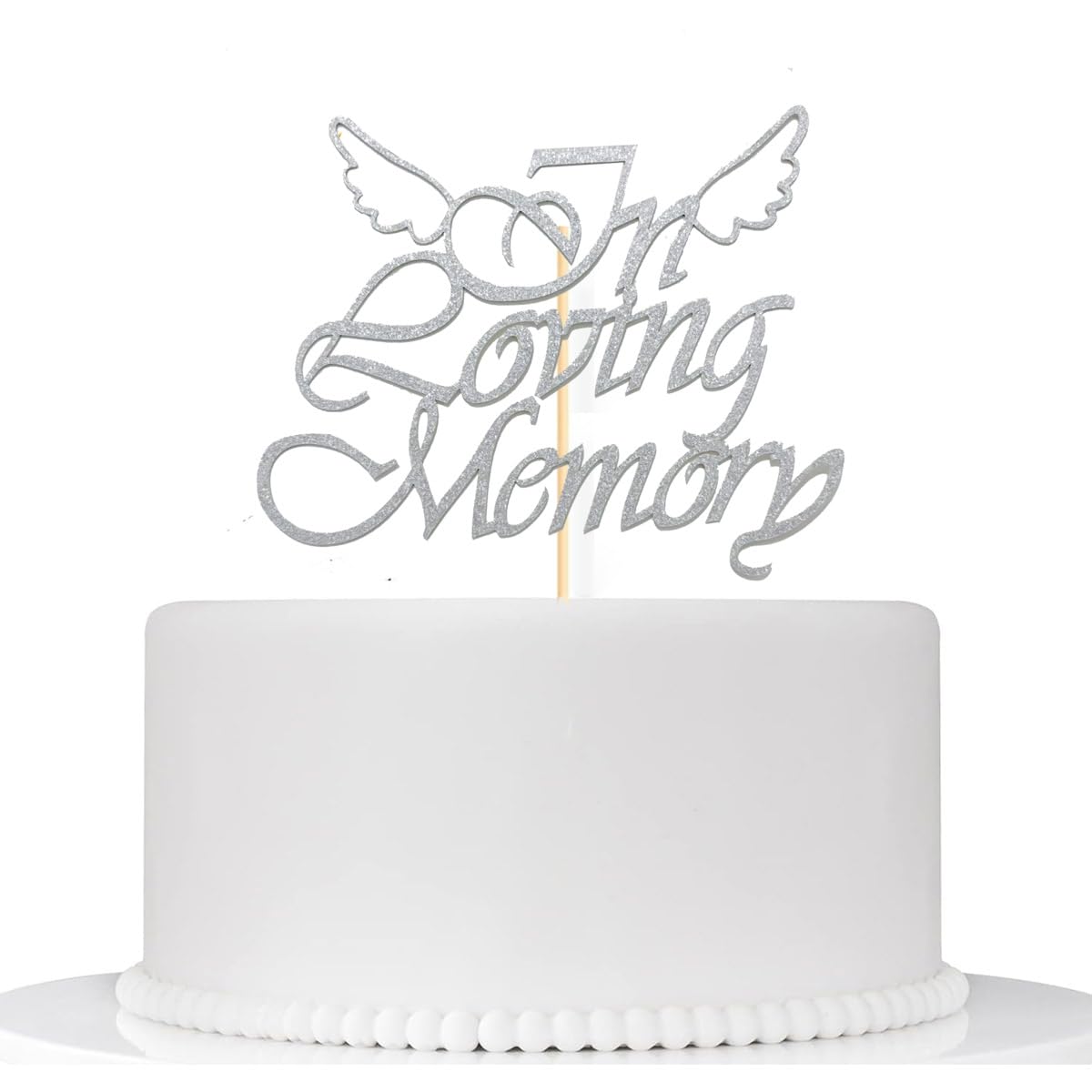 Happy Birthday in Heaven,In Loving Memory Cake Topper for Birthday,Anniversary,Funeral,Celebration of Life Party Supplies,Silver Glitter