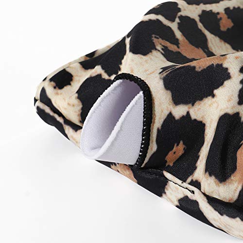 MOOSLOVER Biquíni feminino com cintura alta, ombro único, duas peças, Leopard, S