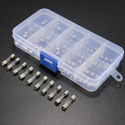 0.25A6.3A Fast Blow Glass Fuses 50Pcs of Glass Fuse Assortment Kit Slow Blow Glass Tube