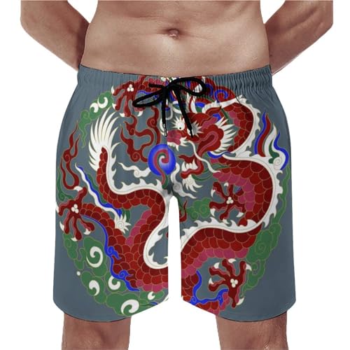 Short de bain homme dragon chinois UMENG confortable avec cordon de serrage