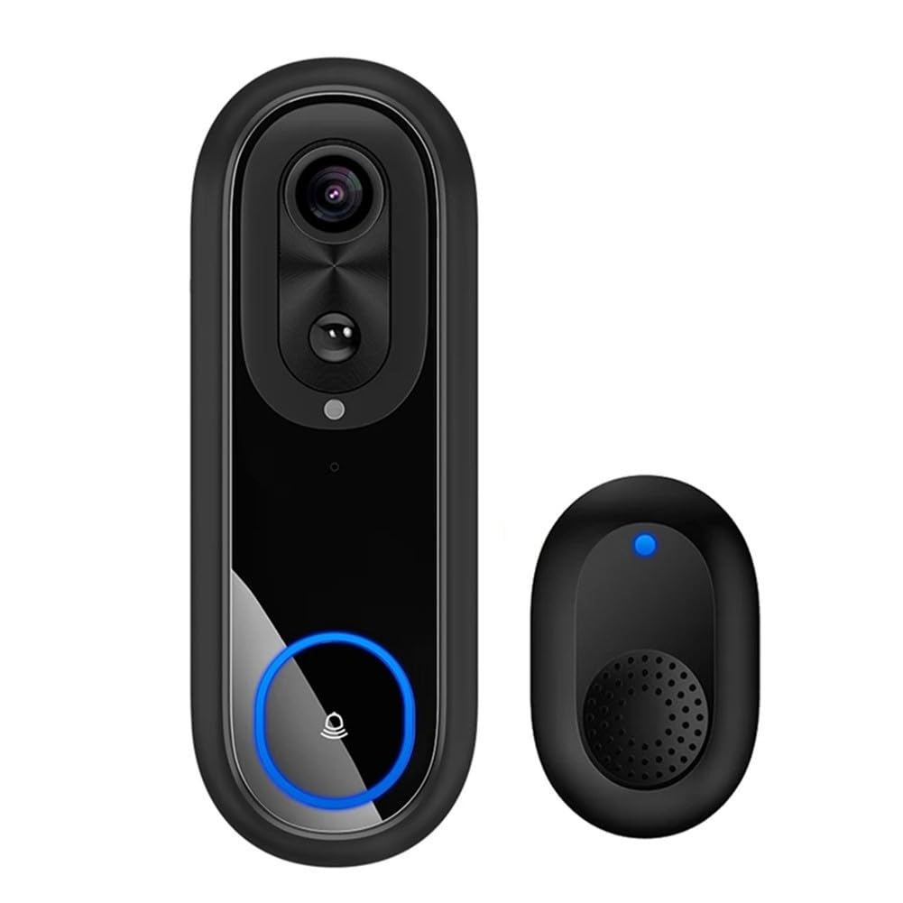 Timbre inalámbrico de video HD 1080P, IP65, seguridad para exteriores con aplicación Tuya de audio bidireccional, instalación, color negro