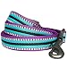 Blueberry Pet 8 Colors 3M Reflective Multi-colored Stripe Dog Leash with Soft & Comfortable Handle, 5 ft x 3/4, Violet & Celeste, Medium, Leashes for Dogs