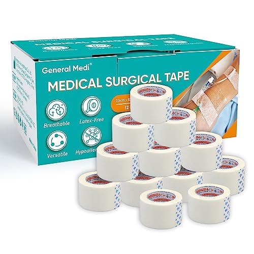 General Medi Soft Paper Surgical Tape 1" x 10.9 Yards, Gentle Adhesion (12 Rolls)