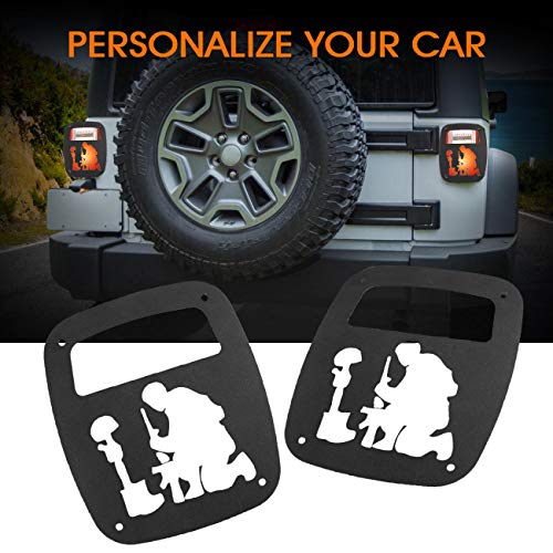 Partol YJ Tail Light Cover For Jeep Wrangler TJ YJ 1987-2006, Exterior Tail Light Guard Protect Shade Hollow Out Rear Tail Light Covers (Soldier)