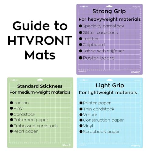 Image of HTVRONT Standard Stickness Cutting Mat, 12x12, 3 Pack, for Quitling | Compatible with Cricut Maker 3 /Maker 4 /Maker /Explore 3 /4 /5 /Air 2 /One, Standard Adhesive Sticky, Quilting Cutting Mats