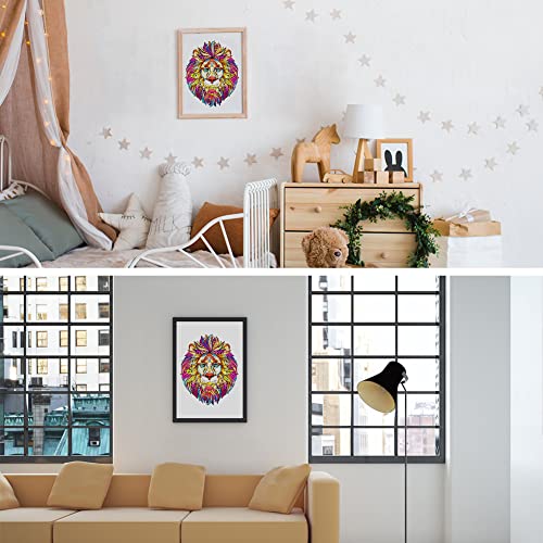 Osdue Wooden Puzzle - 3D Colorful Lion Wooden Puzzle, 109 Piece Animal Shape Magic Wooden Puzzle, Small Size 16 * 19.5Cm, Beautiful Gift Package, Unique Shape, Best Gift For Adults And Kids #TOP5