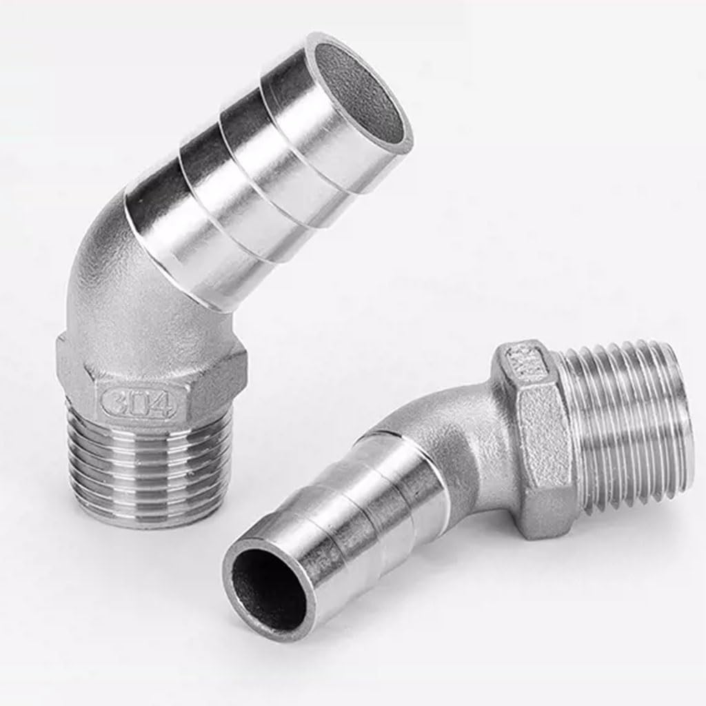 Złącze kolankowe 45 stopni, 1/4" 3/8" 1/2" 3/4" 1" 1-1/4" męskie na 6 mm 8 10 15 20 25 32 Kolanko do węża ze stali nierdzewnej, 1 szt(304 DN20*15MM)