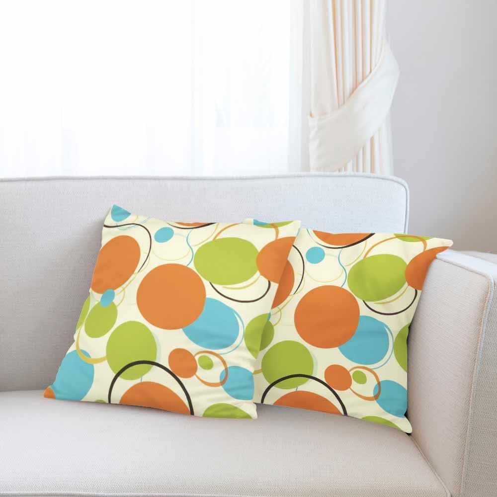 Throw Pillow Covers Retro Orange Green 1950S Mid Century Dots and Circles Seamless Pattern Set of 2 Decorative,Cushion Case for Home Sofa Chair Car for Men Women 18X18 Inch image 2