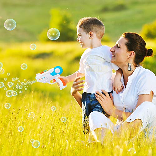 2 Bubble Guns For Kids With 4 Bottles Bubble Solution, Bubble Maker With Lights & Music, Fun Easter Gifts For Children B-Day Party Favors Outdoor Toy, B-Day Gift For 3 -8 Year Old Toddlers Boys Girls #TOP1