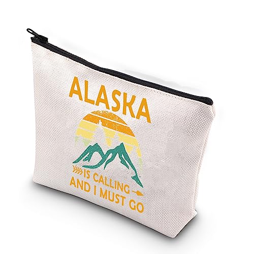 XYANFA Alaska is Calling And I Must Go Alaska Cruise Makeup Bag Alaska Travel Souvenirs Gift Matching Cruise Gift Alaskan Vacation Zipper Pouch (ALASKA IS CALLING)